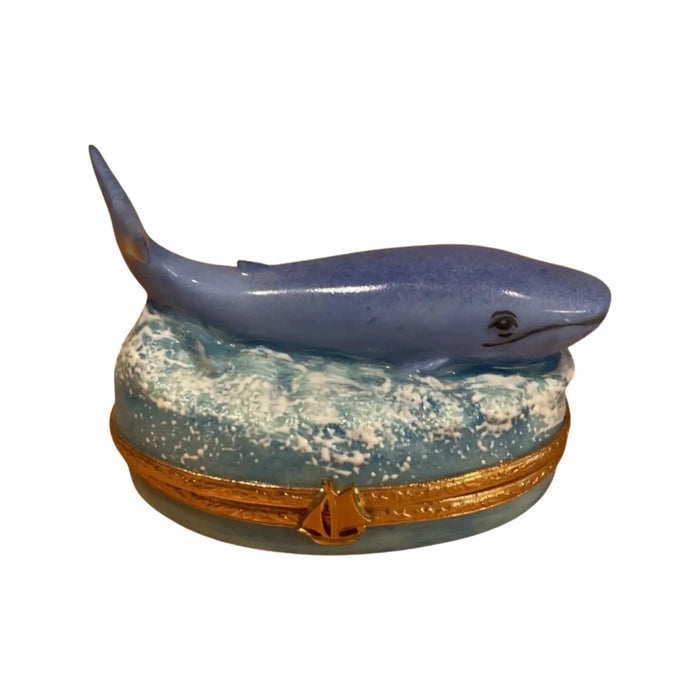 Blue Whale Limoges Box for Collectors Porcelain Limoges Fish Ocean French Trinket Box