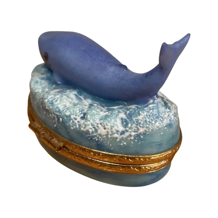 Blue Whale Limoges Box for Collectors Porcelain Limoges Fish Ocean French Trinket Box