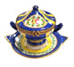 Blue Yellow Soup Tureen for Collectors Porcelain Limoges China French Trinket Box