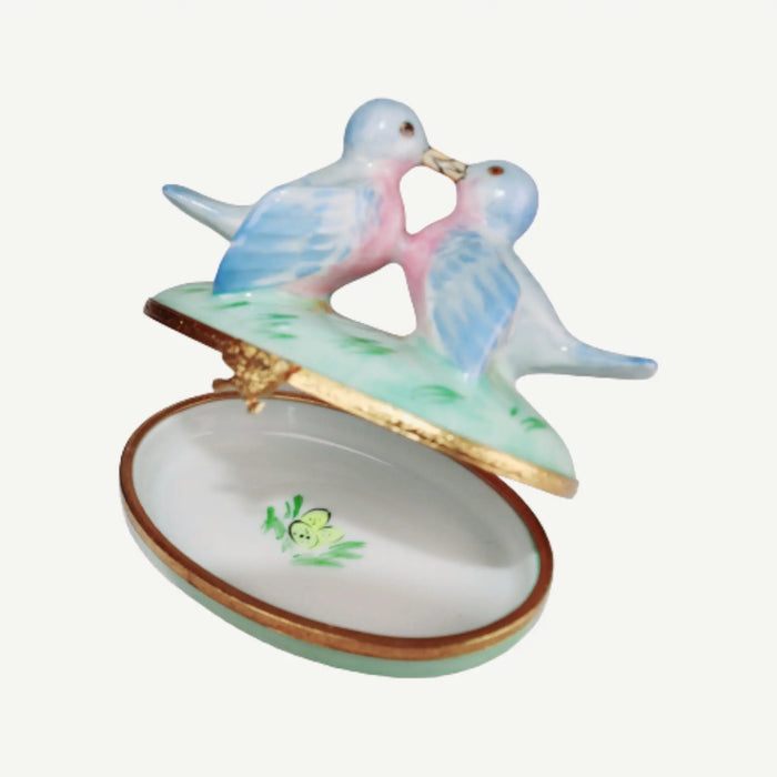Bluebirds In Love Limoges Box for Bird Lovers Porcelain Limoges bird birds French Trinket Box