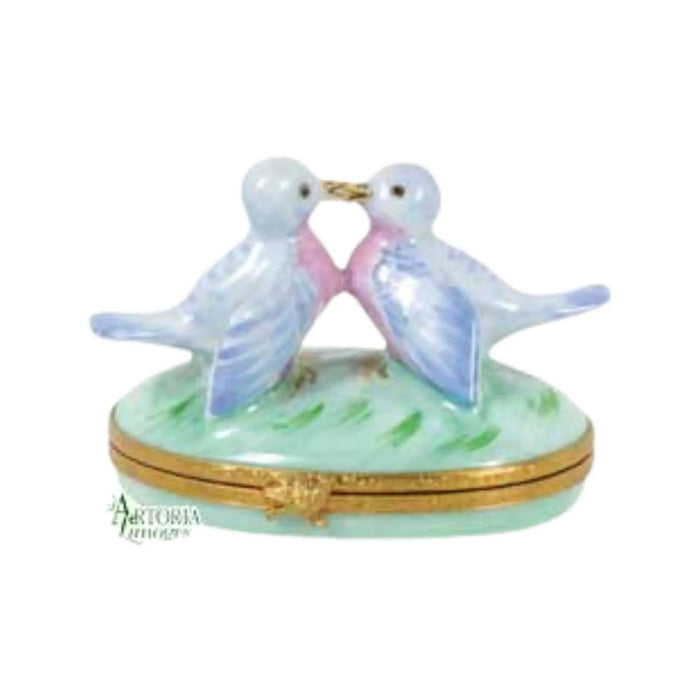 Bluebirds In Love Limoges Box for Bird Lovers Porcelain Limoges bird birds French Trinket Box