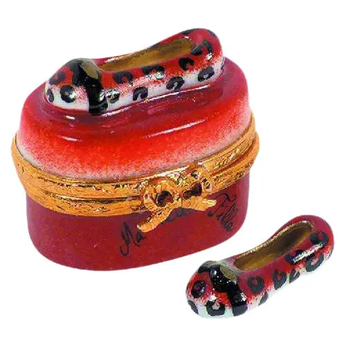 Leopard Bow Shoes Limoges Box for Collectors Porcelain Limoges shoes French Trinket Box
