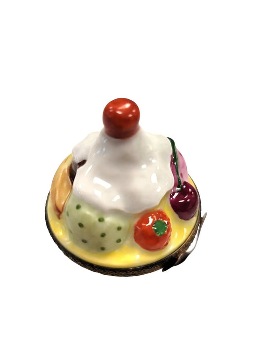 Bowl of Ice Cream Delight for Collectors Porcelain Limoges Dessert Beach French Trinket Box
