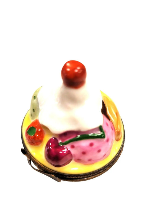 Bowl of Ice Cream Delight for Collectors Porcelain Limoges Dessert Beach French Trinket Box