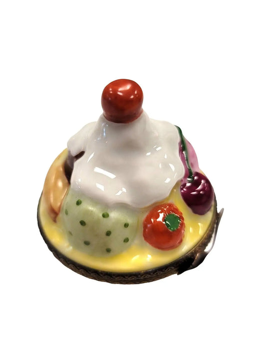 Bowl of Ice Cream Delight for Collectors Porcelain Limoges Dessert Beach French Trinket Box