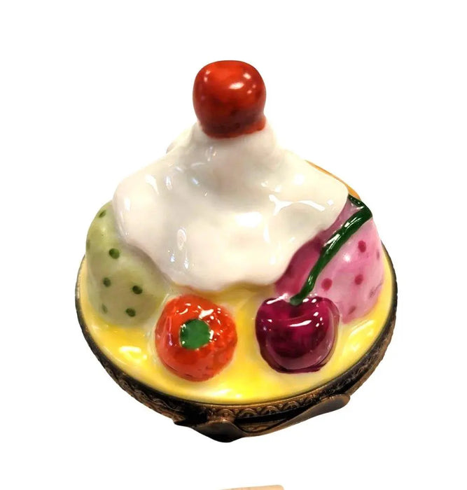 Bowl of Ice Cream Delight for Collectors Porcelain Limoges Dessert Beach French Trinket Box
