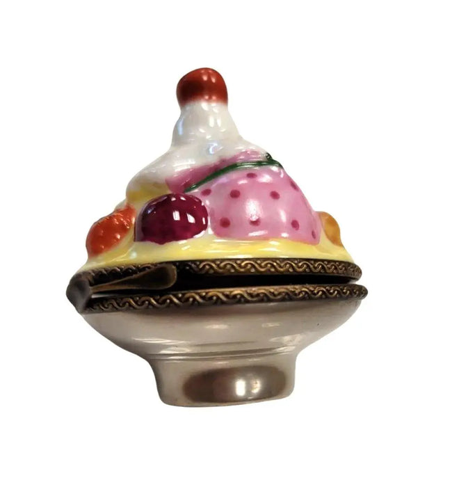Bowl of Ice Cream Delight for Collectors Porcelain Limoges Dessert Beach French Trinket Box