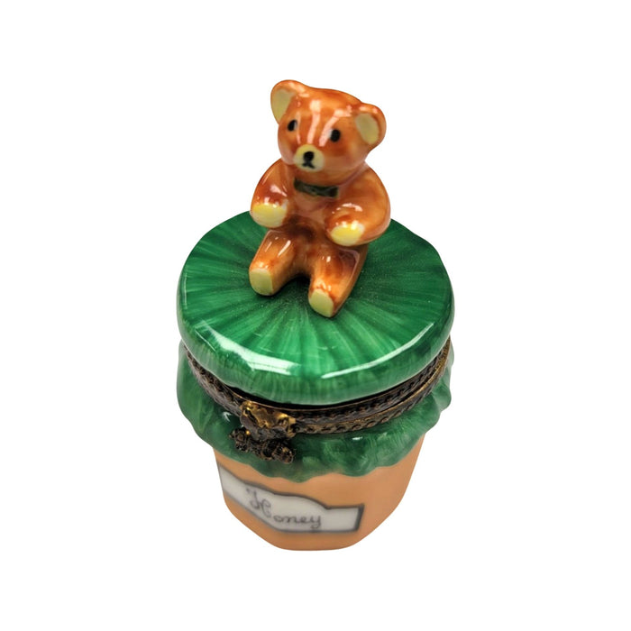 Brown Bear Honey Jar for Collectors Porcelain Limoges fruit bear French Trinket Box