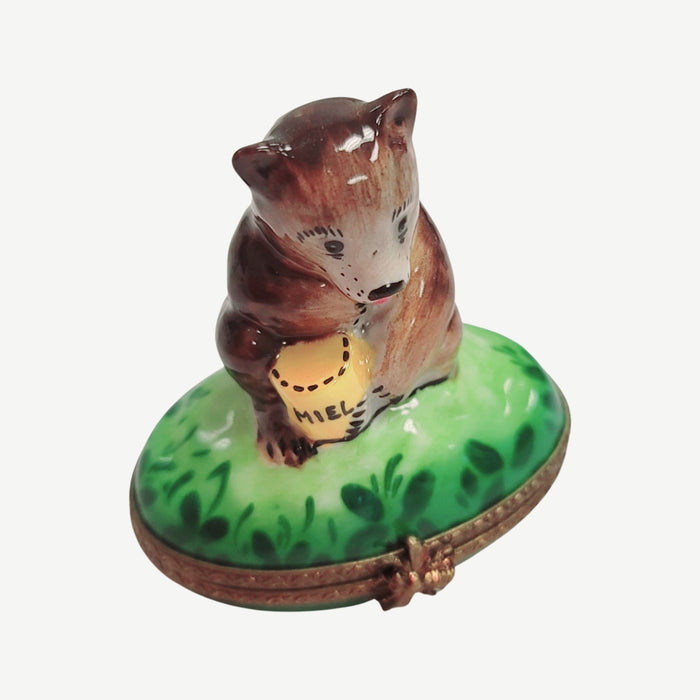 Brown Bear Trinket Box for Nature Lovers Porcelain Limoges bear French Trinket Box