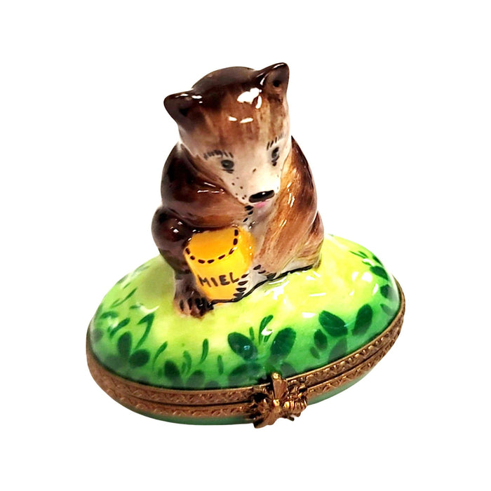 Brown Bear Trinket Box for Nature Lovers Porcelain Limoges bear French Trinket Box