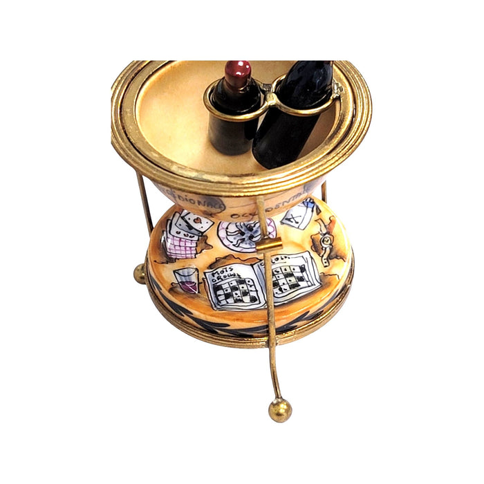Brown Globe Bar Limoges Box for Sophisticated Collectors Porcelain Limoges wine professional French Trinket Box
