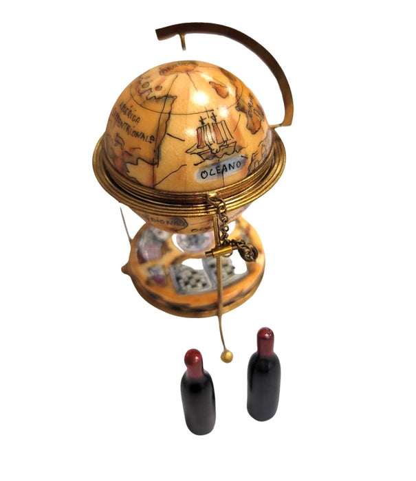 Brown Globe Bar Limoges Box for Sophisticated Collectors Porcelain Limoges wine professional French Trinket Box