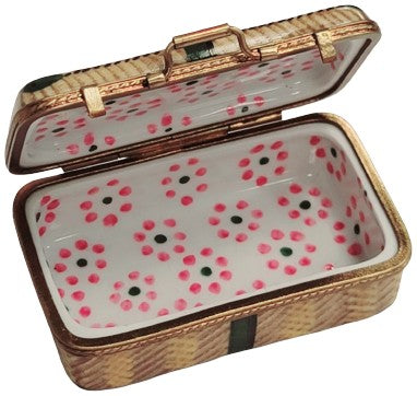 Brown Suitcase Limoges Box for Travel Enthusiasts Porcelain Limoges travel French Trinket Box