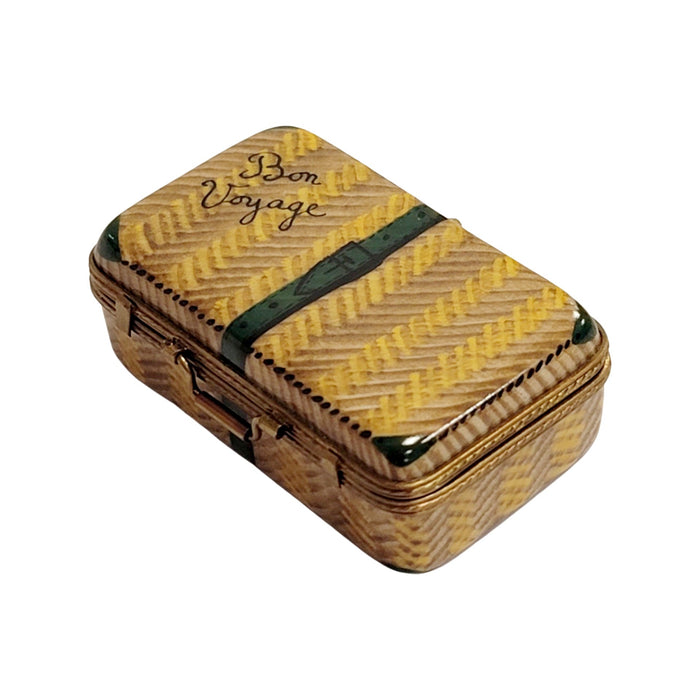 Brown Suitcase Limoges Box for Travel Enthusiasts Porcelain Limoges travel French Trinket Box