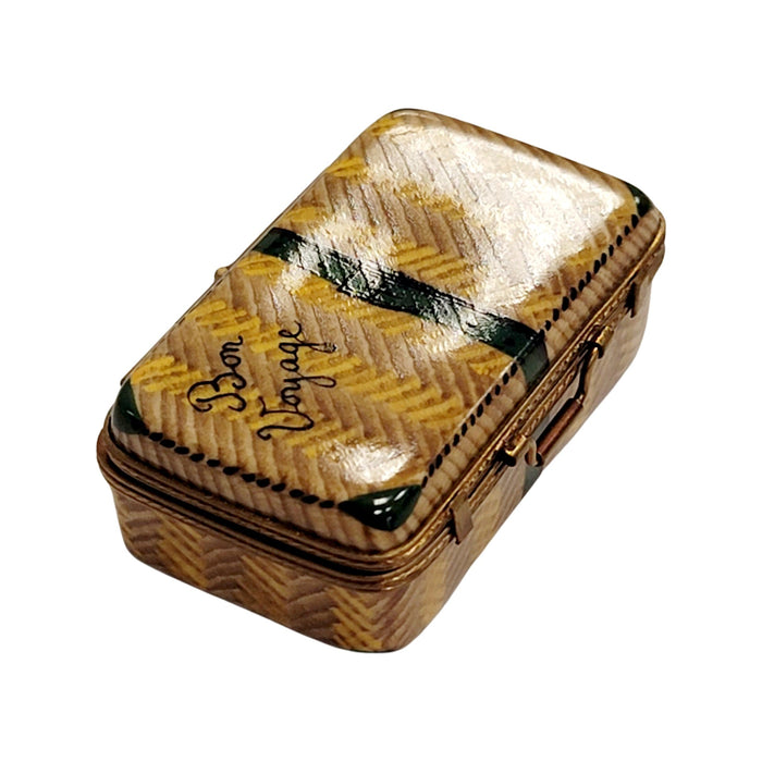 Brown Suitcase Limoges Box for Travel Enthusiasts Porcelain Limoges travel French Trinket Box