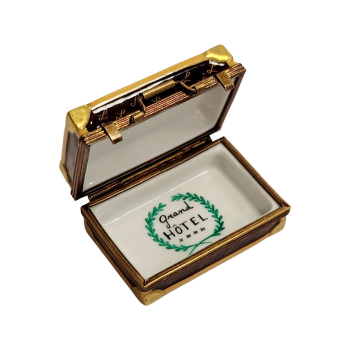 Brown Suitcase Limoges Box for Travel Enthusiasts Porcelain Limoges travel French Trinket Box