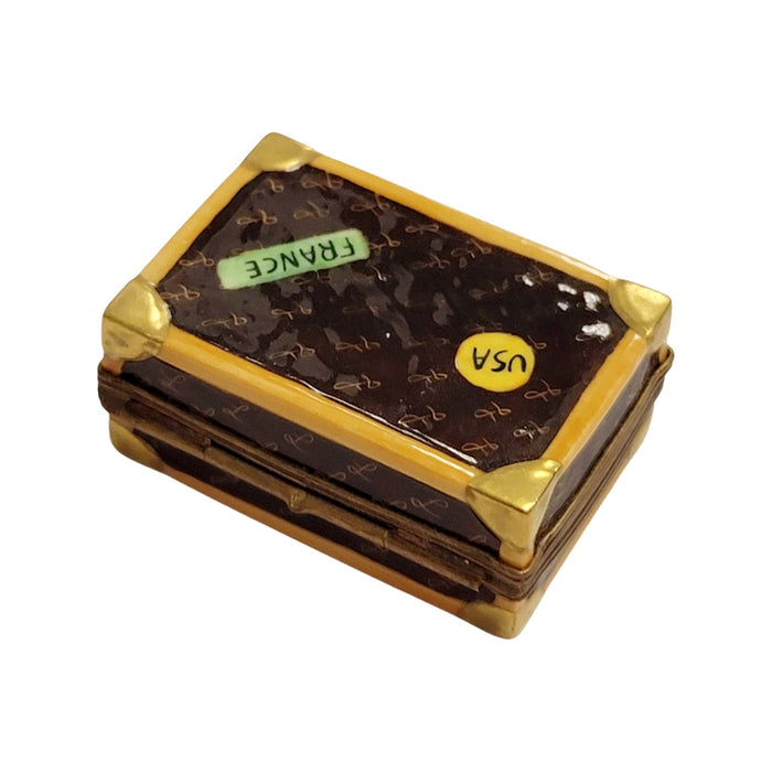Brown Suitcase Limoges Box for Travel Enthusiasts Porcelain Limoges travel French Trinket Box