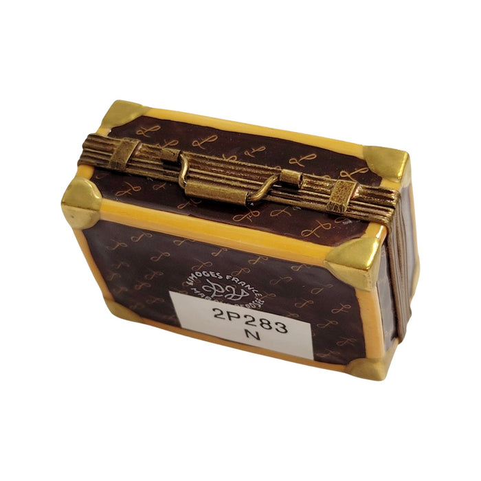Brown Suitcase Limoges Box for Travel Enthusiasts Porcelain Limoges travel French Trinket Box