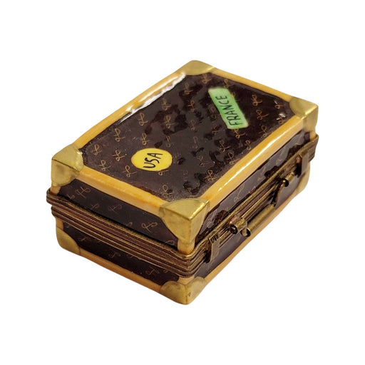 Brown Suitcase Limoges Box for Travel Enthusiasts Porcelain Limoges travel French Trinket Box