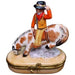 Bucking Bronco Cowboy for Collectors Porcelain Limoges fairy farm animals united states French Trinket Box