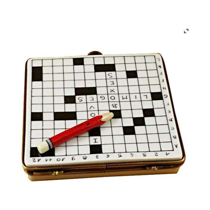 Artisan-painted Art Crossword Puzzle Limoges box from France, a cherished collectible