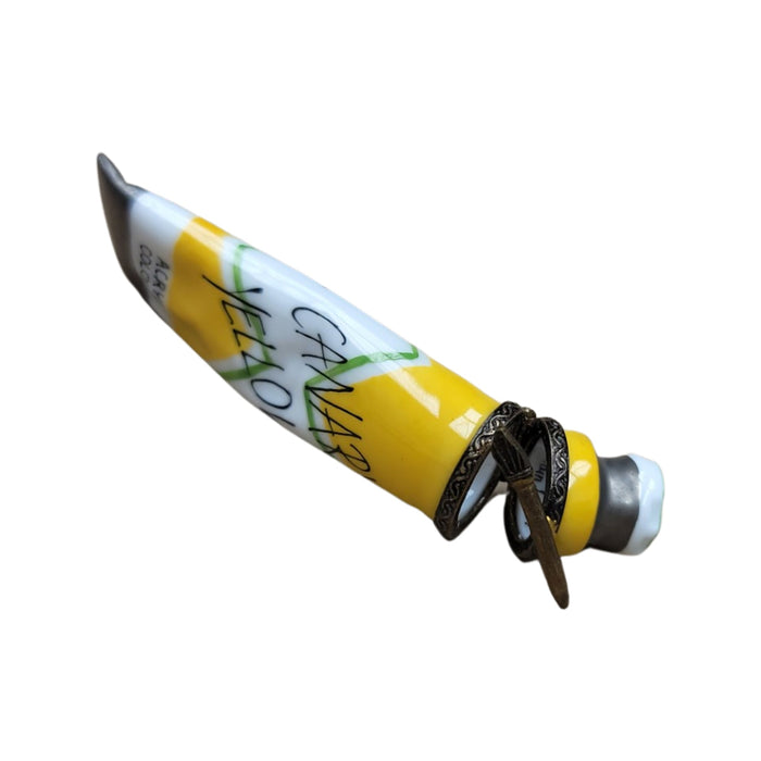 Canary Yellow Paint Tube for Art Lovers Porcelain Limoges Fine Art French Trinket Box