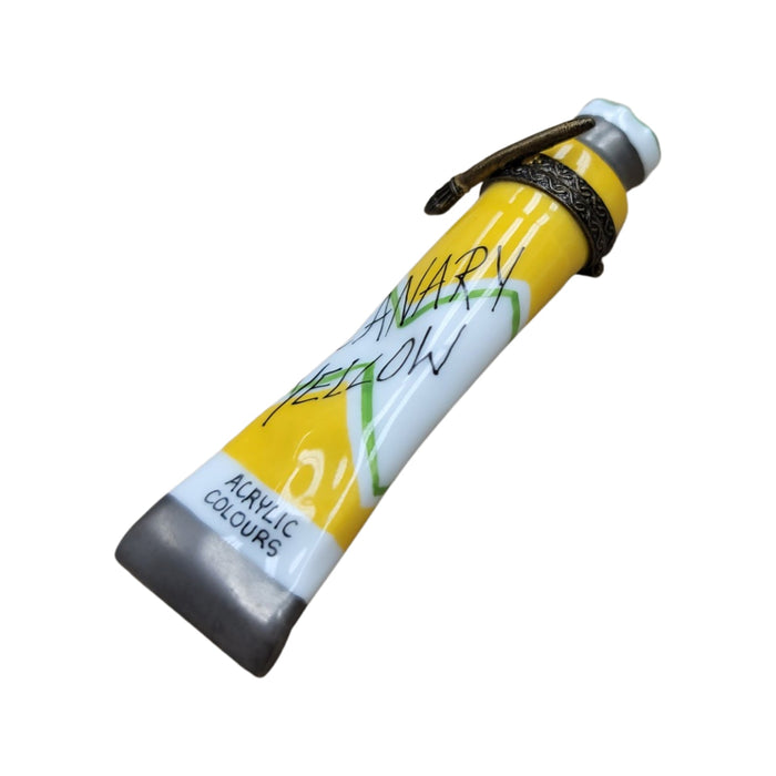 Canary Yellow Paint Tube for Art Lovers Porcelain Limoges Fine Art French Trinket Box