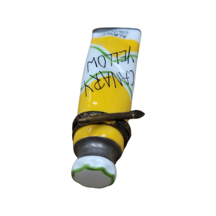 Canary Yellow Paint Tube for Art Lovers Porcelain Limoges Fine Art French Trinket Box