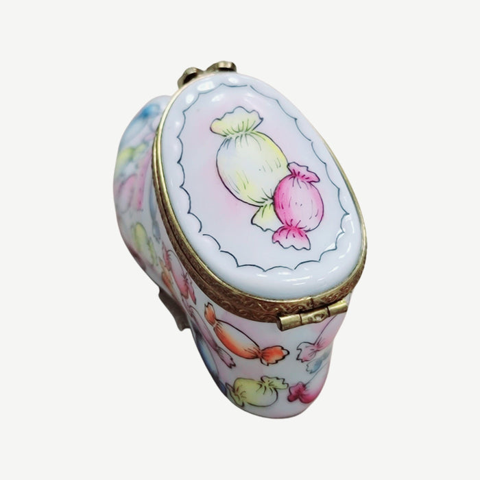 Candy Boot Shoe Fashion Limoges Box Porcelain Figurine-shoes food women carnival-CH3S158