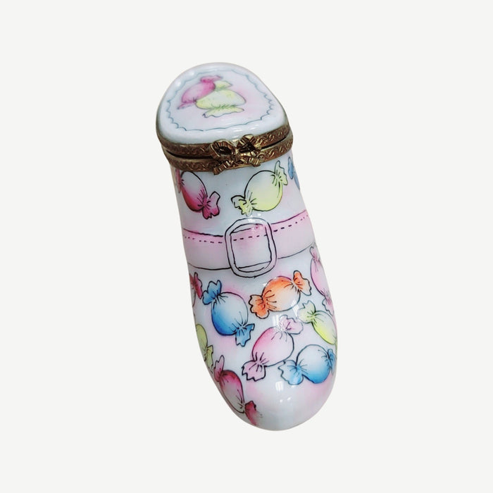 Candy Boot Shoe Figurine for Fashion Lovers Porcelain Limoges Shoes Dessert French Trinket Box
