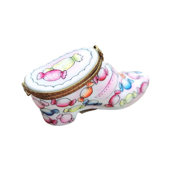 Candy Boot Shoe Figurine for Fashion Lovers Porcelain Limoges Shoes Dessert French Trinket Box