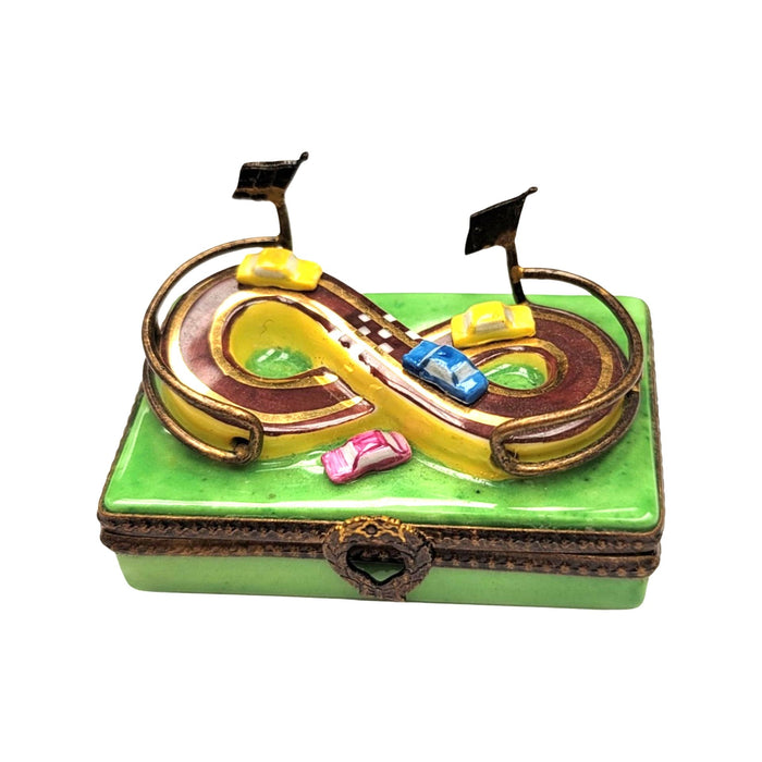 Car Race Track Limoges Box for Racing Enthusiasts Porcelain Limoges vehicle sports French Trinket Box