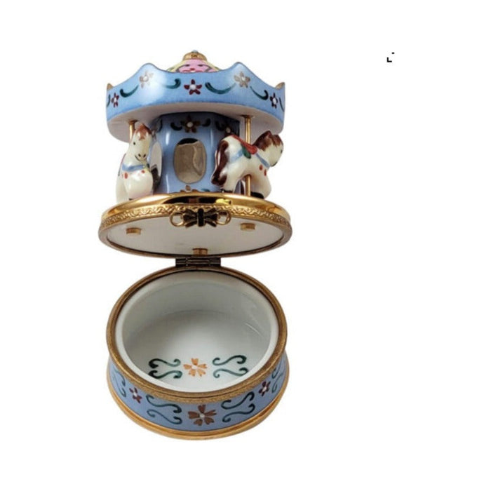 Blue Pink Carousel Limoges box, an heirloom-quality piece for collectors