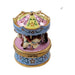 Painted details on the Blue Pink Carousel Limoges box, French art in miniature