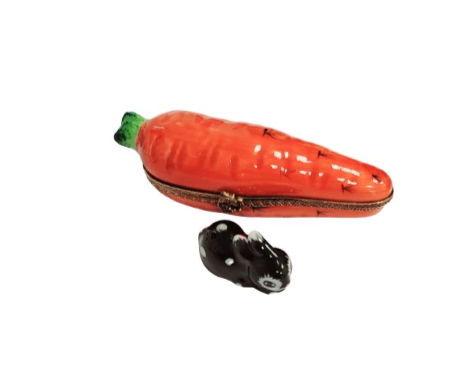 Carrot And Rabbit Limoges Box Porcelain Limoges vegetable French Trinket Box