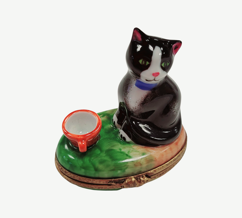 Cat Figurine Delight for Collectors Porcelain Limoges Cat French Trinket Box