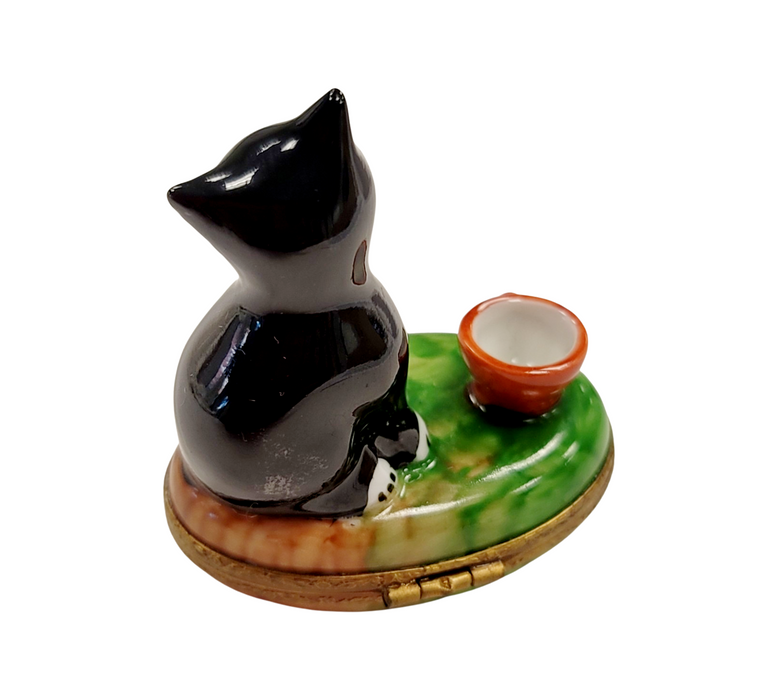 Cat Figurine Delight for Collectors Porcelain Limoges Cat French Trinket Box