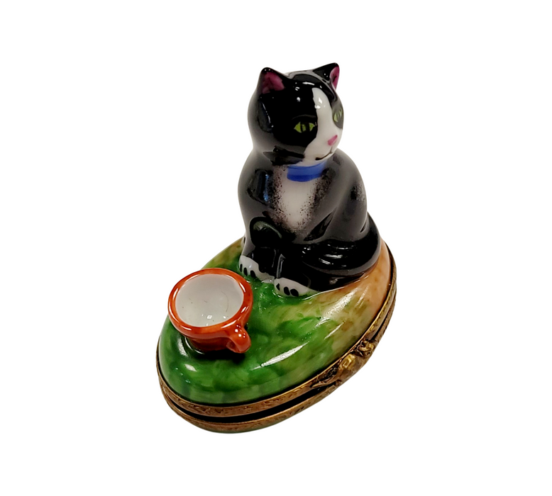 Cat Figurine Delight for Collectors Porcelain Limoges Cat French Trinket Box