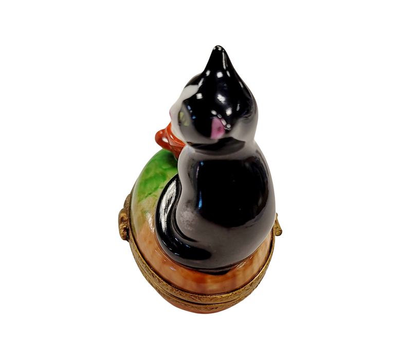 Cat Figurine Delight for Collectors Porcelain Limoges Cat French Trinket Box