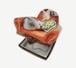 Cat In Armchair Limoges Box for Cat Lovers Porcelain Limoges cat furniture French Trinket Box