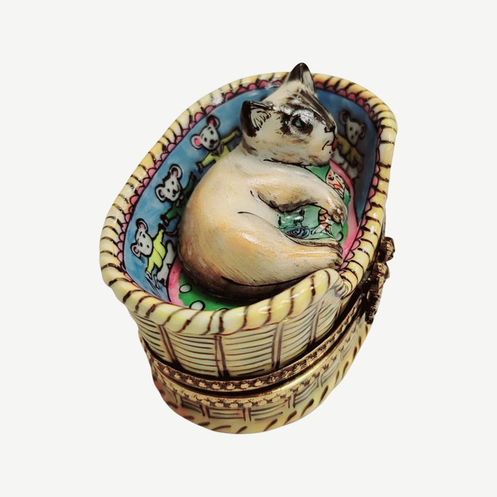 Cozy Cat Limoges Box Porcelain Limoges Cat French Trinket Box