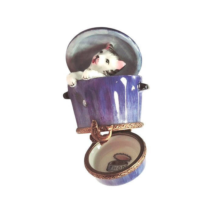 Cat Figurine for Animal Lovers Porcelain Limoges cat French Trinket Box