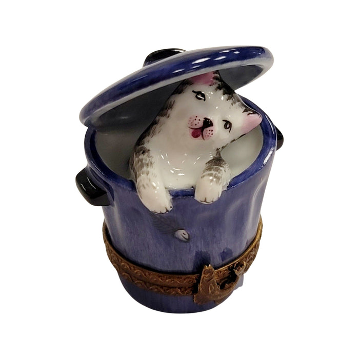 Cat Figurine for Animal Lovers Porcelain Limoges cat French Trinket Box