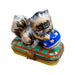 Cat Playing with Yarn Box for Cat Lovers Porcelain Limoges Cat French Trinket Box