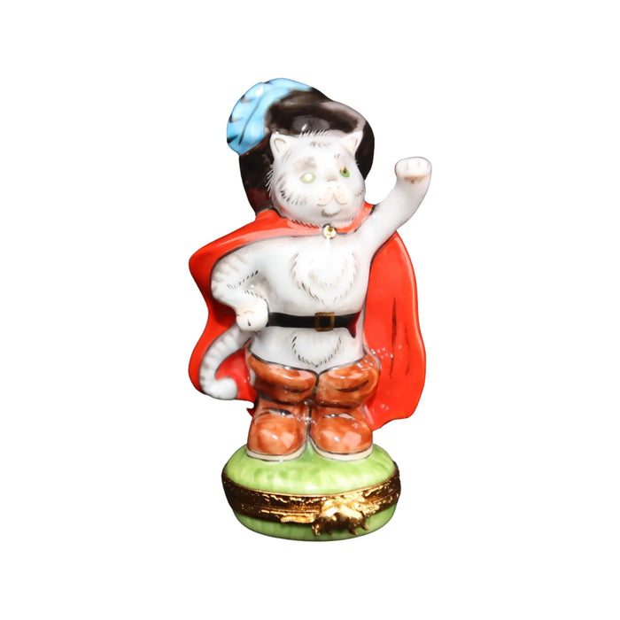 Puss in Boots Limoges Box for Collectors Porcelain Limoges Fairy Tale Cat French Trinket Box