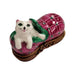 Cat Snuggled in Slipper for Cat Lovers Porcelain Limoges Cat French Trinket Box