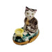 Cat in Teacup Delight Porcelain Limoges Cat French Trinket Box