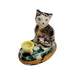Cat in Teacup Delight Porcelain Limoges Cat French Trinket Box