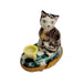 Cat in Teacup Delight Porcelain Limoges Cat French Trinket Box