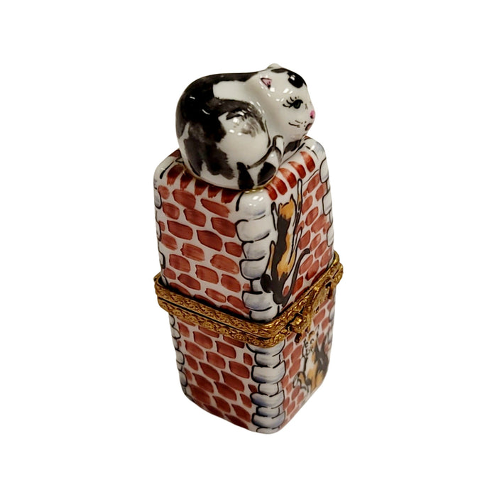 Cat on Chimney Limoges Box Porcelain Figurine-Cat-CH3S297